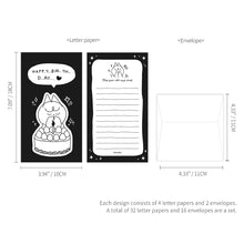Load image into Gallery viewer, Monolike Littledoodle Series.2 Happy Birthday Mini Letter Set - 8Type, 32 Sheets & 16 Envelopes, Cute Aesthetic Stationery