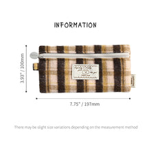 Load image into Gallery viewer, Monolike Unmatched Friends Old Check Pencil Case, Brown - Pencil Pouch, Portable Pencil Bag, Pencil Case, Office Pouch case, Cushion, Soft, Vintage