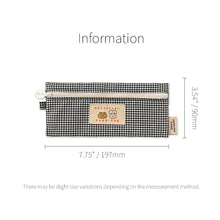 Load image into Gallery viewer, Monolike Unmatched Friends Picnic Check Pencil Case, Black - Aesthetic Gingham Pastel Desk Organizer, Trendy Minimalist Stationery Pouch
