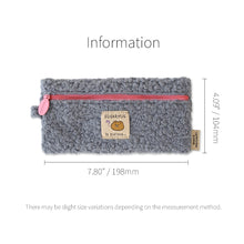 Load image into Gallery viewer, Monolike Unmatched Friends Bbogeuli Pencil Case, Blue - Slim Fuzzy Fleece Pen Pouch for Daily Use with Stain-Resistant Lining