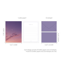 Load image into Gallery viewer, Monolike Moonlight Letter Paper and Envelopes Set - 8Type, 32 Letter Paper + 16 Envelopes