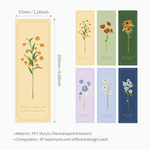 Load image into Gallery viewer, Monolike Olivia Flowers Yellow+Purple Acrylic Bookmark 6P SET - Modern Book Accessory for Aesthetic Reading