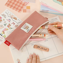 Load image into Gallery viewer, Monolike Happy and Lucky Daily pen case, Pink - Slim Water-Resistant Nylon Pen Pouch, Aesthetic Vivid Stationery Organizer for Office