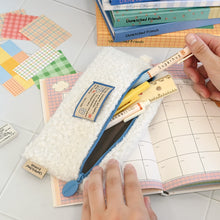 Load image into Gallery viewer, Monolike Unmatched Friends Bbogeuli Pencil Case, Ivory - Slim Fuzzy Fleece Pen Pouch for Daily Use with Stain-Resistant Lining