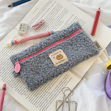 Load image into Gallery viewer, Monolike Unmatched Friends Bbogeuli Pencil Case, Blue - Slim Fuzzy Fleece Pen Pouch for Daily Use with Stain-Resistant Lining