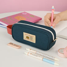 Load image into Gallery viewer, Monolike Unmatched Friends Butter Pencil Case, Navy - Structured Square Desk Organizer, Large Capacity Aesthetic Stationery Pouch & Makeup Brush Bag