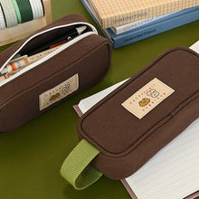 Load image into Gallery viewer, Monolike Unmatched Friends Butter Pencil Case, Brown - Structured Square Desk Organizer, Large Capacity Aesthetic Stationery Pouch & Makeup Brush Bag