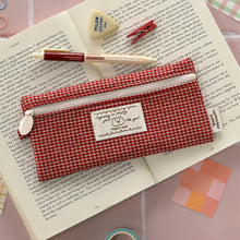 Load image into Gallery viewer, Monolike Unmatched Friends Fabric Check Pencil Case Series. 2, Vintage red - Pencil Pouch, Portable Pencil Bag, Pencil Case, Office Pouch case, Cushion, Soft, Vintage