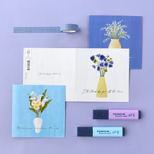 Load image into Gallery viewer, Monolike PAPER THINGS L, Olivia's Flowers 6P C SET - Greeting card, Folding card, Cards Assortment, Birthday, Thinking of You, 6 cards + 6envelopes, 135x135mm