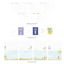 Load image into Gallery viewer, Monolike B6 Olivia's Flowers Diary 6 Month Planner, Blue - Academic Planner, Weekly & Monthly Planner, Scheduler, Undated Planner, 128x182mm