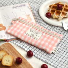 Load image into Gallery viewer, Monolike Unmatched Friends Fabric Check Pencil Case, Pink - Pencil Pouch, Portable Pencil Bag, Pencil Case, Office Pouch case, Fabric, Cushion, Soft, Pastel