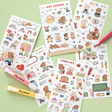 Load image into Gallery viewer, Monolike Happy & Lucky Littles Theme Sticker 6P Set - Aesthetic Removable Stickers for Journaling, Scrapbooking, Multicolor, Size: 4.33 x 5.51 inches