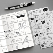 Load image into Gallery viewer, Monolike Little Doodle One Day Theme Sticker 6P Set - Aesthetic Removable Stickers for Journaling, Scrapbooking, Multicolor, Size: 4.33 x 5.51 inches