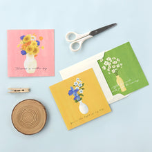 Load image into Gallery viewer, Monolike PAPER THINGS L, Olivia's Flowers 6P C SET - Greeting card, Folding card, Cards Assortment, Birthday, Thinking of You, 6 cards + 6envelopes, 135x135mm