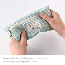 Load image into Gallery viewer, Monolike Unmatched Friends Fabric Check Pencil Case, Mint - Pencil Pouch, Portable Pencil Bag, Pencil Case, Office Pouch case, Cushion, Soft, Pastel