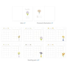 Load image into Gallery viewer, Monolike B6 Olivia's Flowers Diary 6 Month Planner, Purple - Academic Planner, Weekly & Monthly Planner, Scheduler, Undated Planner, 128x182mm