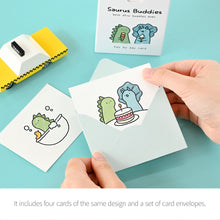 Load image into Gallery viewer, Monolike Day by Day Card, 125 Saurus Buddies - Mix 48 Mini Single cards, 24 envelopes Package