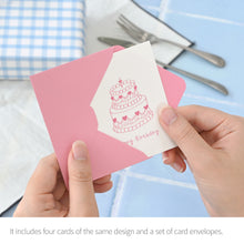Load image into Gallery viewer, Monolike Day by Day Card, 122 Cake House: Birthday - Mix 48 Mini Single cards, 24 envelopes Package