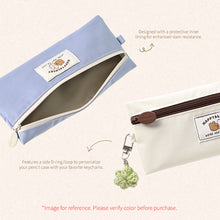 Load image into Gallery viewer, Monolike Happy and Lucky Flat Pencil Case, Ivory - Slim Water-Resistant Nylon Pen Pouch, Aesthetic Pastel Stationery Organizer for Office