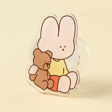 Load image into Gallery viewer, Monolike Happy and Lucky Littles Smart-tok Happy with teddy_cell phone grip,cell phone accessory,phone grip,phone grip holder