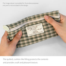 Load image into Gallery viewer, Monolike Unmatched Friends Fabric Check Pencil Case Series. 2, Vintage red - Pencil Pouch, Portable Pencil Bag, Pencil Case, Office Pouch case, Cushion, Soft, Vintage