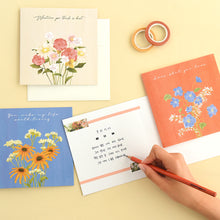 Load image into Gallery viewer, Monolike PAPER THINGS L, Olivia's Flowers 6P D SET - Greeting card, Folding card, Cards Assortment, Birthday, Thinking of You, 6 cards + 6envelopes, 135x135mm