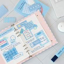 Load image into Gallery viewer, Monolike Blue Sherbet Sticker Pack (102pcs) - Aesthetic Scrapbooking Material, Writable Paper Sticker Set for Planners and Journals Decor