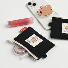 Load image into Gallery viewer, Monolike Happy and Lucky Card Case, Black - Small Nylon Pouch, Portable Keychain Coin Purse, Waterproof Card Sleeve, Compact Daily Organizer Case