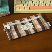 Load image into Gallery viewer, Monolike Unmatched Friends Old Check Pencil Case, Brown - Pencil Pouch, Portable Pencil Bag, Pencil Case, Office Pouch case, Cushion, Soft, Vintage