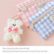 Load image into Gallery viewer, Monolike Unmatched Friends Fabric Check Pencil Case, Pink - Pencil Pouch, Portable Pencil Bag, Pencil Case, Office Pouch case, Fabric, Cushion, Soft, Pastel