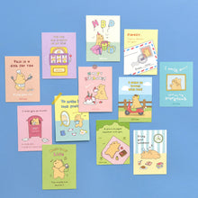 Load image into Gallery viewer, Monolike Day-by-day Card, Storytown Momo - Mix 36 Mini Postcards, 36 envelopes, 36 stickers Package