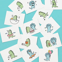 Load image into Gallery viewer, Monolike Day by Day Card, 125 Saurus Buddies - Mix 48 Mini Single cards, 24 envelopes Package