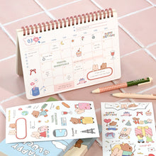 Load image into Gallery viewer, Monolike Happy & Lucky Littles Theme Sticker 6P Set - Aesthetic Removable Stickers for Journaling, Scrapbooking, Multicolor, Size: 4.33 x 5.51 inches