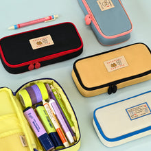 Load image into Gallery viewer, Monolike Unmatched Friends Standard pen case, Black - Water-Resistant Nylon Pencil Case, Large Capacity Pen Pouch, Aesthetic Stationery Organizer for Office