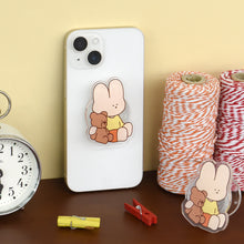 Load image into Gallery viewer, Monolike Happy and Lucky Littles Smart-tok Happy with teddy_cell phone grip,cell phone accessory,phone grip,phone grip holder