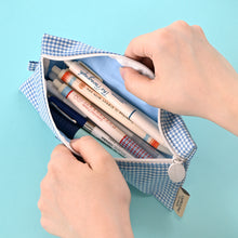 Load image into Gallery viewer, Monolike Unmatched Friends Picnic Check Pencil Case, Pink - Aesthetic Gingham Pastel Desk Organizer, Trendy Minimalist Stationery Pouch