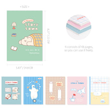 Load image into Gallery viewer, Monolike A5 Story town Afternoon Notebook 6P A SET - Line note, Academic note, a portable note, 148x210mm, 48pages