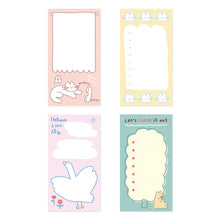 Load image into Gallery viewer, Monolike Memopad Storytown Afternoon A SET - 4 Packs, 4 Different Designs, 80 Sheets Per Pad, Total 320 Sheets, Note pads, Writing pads, 80x148mm