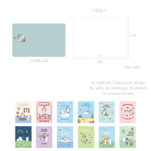 Load image into Gallery viewer, Monolike Day-by-day Card, Willy Kelly - Mix 36 Mini Postcards, 36 envelopes, 36 stickers Package