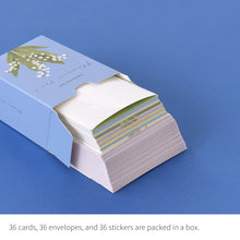 Load image into Gallery viewer, Monolike Day-by-day Card, Olivia’s Flowers Ver.1 - Mix 36 Mini Postcards, 36 envelopes, 36 stickers Package