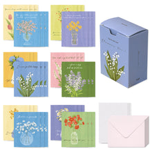 Load image into Gallery viewer, Monolike Day-by-day Card, Olivia’s Flowers Ver.1 - Mix 36 Mini Postcards, 36 envelopes, 36 stickers Package