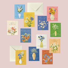 Load image into Gallery viewer, Monolike Day-by-day Card, Olivia’s Flowers Ver.2 - Mix 36 Mini Postcards, 36 envelopes, 36 stickers Package