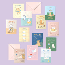 Load image into Gallery viewer, モノライク デイバイデー カード ストーリータウン午後 Ver.1 Day-by-day card, Story town afternoon Ver.1 カード - 36枚 封筒 36枚 ステッカー 36個セット ミニデザイン お祝いカード 感謝カード