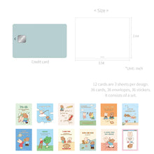 Load image into Gallery viewer, Monolike Day-by-day Card, Happy and Lucky Littles Series.1 - Mix 36 Mini Postcards, 36 envelopes, 36 stickers Package