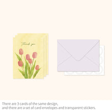 Load image into Gallery viewer, Monolike Day-by-day Card, Thank you - Olivia's Flowers Series.1 - Mix 36 Mini Postcards, 36 envelopes, 36 stickers Package
