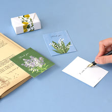 Load image into Gallery viewer, Monolike Day-by-day Card, Thank you - Olivia's Flowers Series.1 - Mix 36 Mini Postcards, 36 envelopes, 36 stickers Package