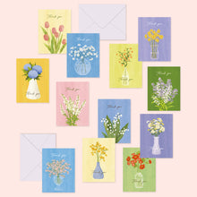 Load image into Gallery viewer, Monolike Day-by-day Card, Thank you - Olivia's Flowers Series.1 - Mix 36 Mini Postcards, 36 envelopes, 36 stickers Package