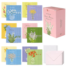Load image into Gallery viewer, Monolike Day-by-day Card, Thank you - Olivia's Flowers Series.1 - Mix 36 Mini Postcards, 36 envelopes, 36 stickers Package