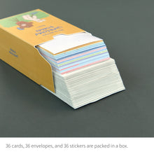 Load image into Gallery viewer, Monolike Day-by-day Card, Unmatched Friends Series.1 - Mix 36 Mini Postcards, 36 envelopes, 36 stickers Package