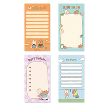 Load image into Gallery viewer, Monolike Memopad Happy and Lucky Littles Series.1 4P SET - 4 Packs, 4 Different Designs, 80 Sheets Per Pad, Total 320 Sheets, Note pads, Writing pads, 80x148mm